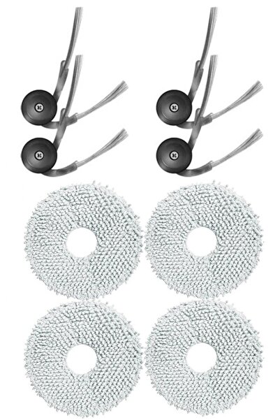 Rovexa Roborock Qrevo C Compatible 4 Pieces Side Brush 4 Pieces Mop Fiber Mop
