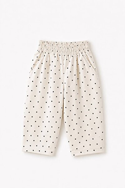 YİGİT BUTİK Girl's Patterned Wide-Leg Pants with Elastic Waist and Pockets