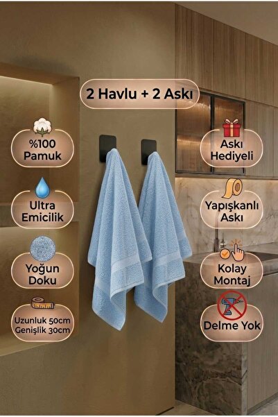 Voentes %100 Pamuk Mutfak/Banyo El Havlusu 2'li Set (2 ASKI HEDİYELİ)