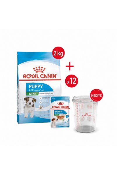 Royal Canin Minİ Puppy -Kuru Köpek Maması 2kg+ Yaş Mama 12*85+ Ölçü kabı hediye
