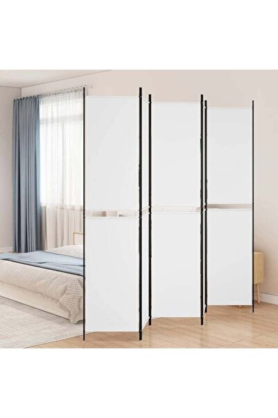 vidaxl 5-Panel Room Divider White 250 x 220 cm Fabric