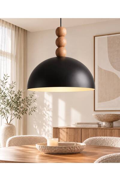 Emg DesiGn Maria Bohem Ahşap Boncuklu Metal Sarkıt (30 cm) Yemek Masası Üstü ...