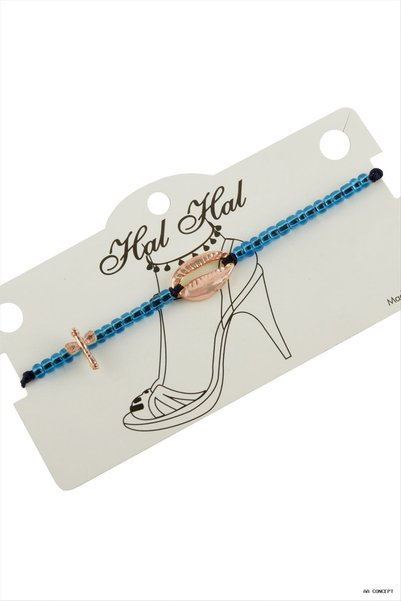 ZERO LAND Concepta Roz Colorful Sea Shell Beads (234549) Anklet Navy Blue