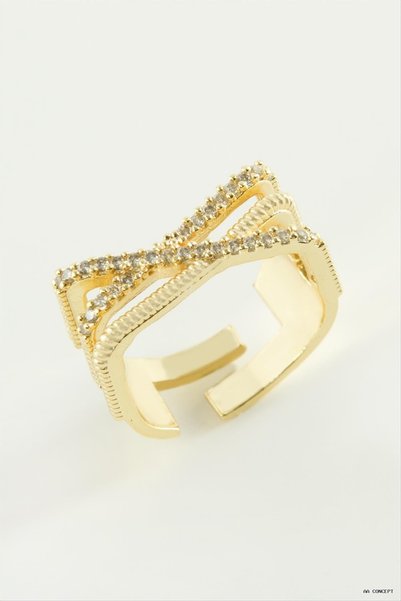 ZERO LAND CONCEPTA Three-Striped Zircon Stone (163046) Ring, Yellow