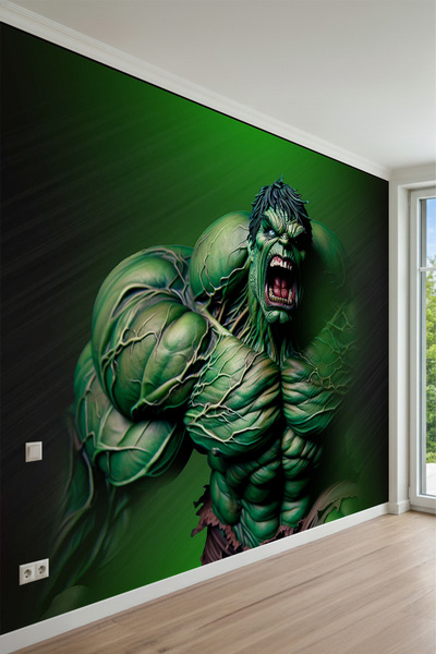MİRAZAWALL Kükreyen Hulk Karakteri, Kaslı Figür Çocuk ve Genç Odası Tek Parça...