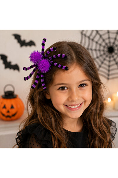 BUCHE Halloween Örümcek Saç Tokası Siyah Peluş Örümcek Aksesuarı – Çocuk Cadı...