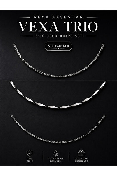Vexa Aksesuar Steel Necklaces - Silver-colored - Without Stone