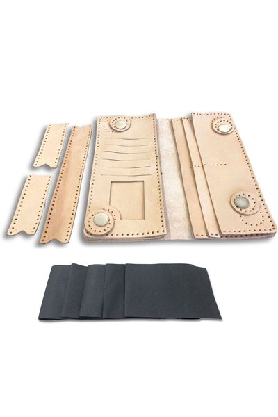 ipekbazaar Kit de fabricare a portofelului din piele magnetică Truva DIY, cu 10 suporturi pentru carduri și compartiment pentru telefon, Kit de fabricare manuală a portofelului și suportului pentru carduri.