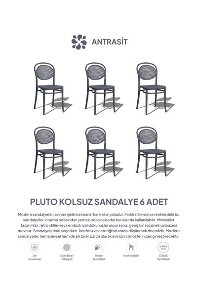 Daim Plastik PLUTO LÜX CAFE & RESTAURANT SANDALYESİ 6 Lı Set