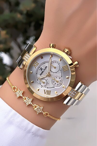 Daniel Klein Original Gold Silver Color Steel Cord Women's Wristwatch with Gu...
