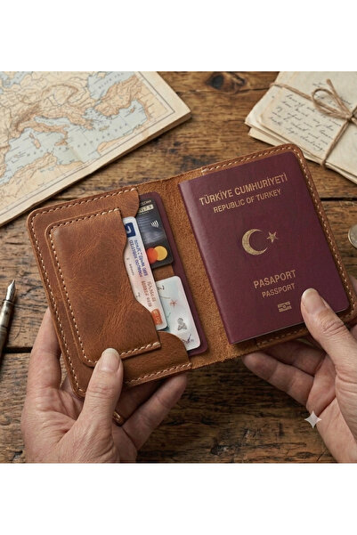 ParlaLeather Pasaport CÜZDANI KILIFI Kişiye Özel V3 El Yapımı Hakiki Gerçek D...
