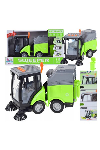 Brother Toys Sesli Işıklı Sürtmeli Yol Süpürme Çöp Temizleme Kamyonu Süpürücü...