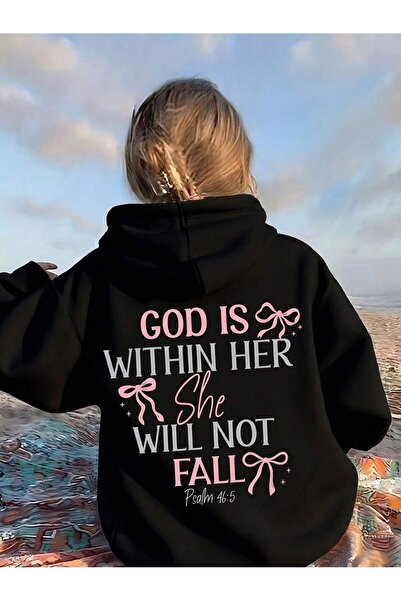 SVART WEAR Children's She Will Not Fall Printed Hoodie Hooded Sweatshirt Comb...