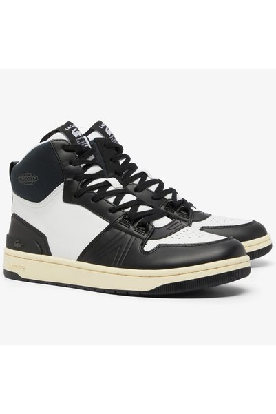 Lacoste L001 224.1 حذاء رياضي رجالي من الجلد الطبيعي، حذاء رياضي كاجوال للرجال باللون الأسود