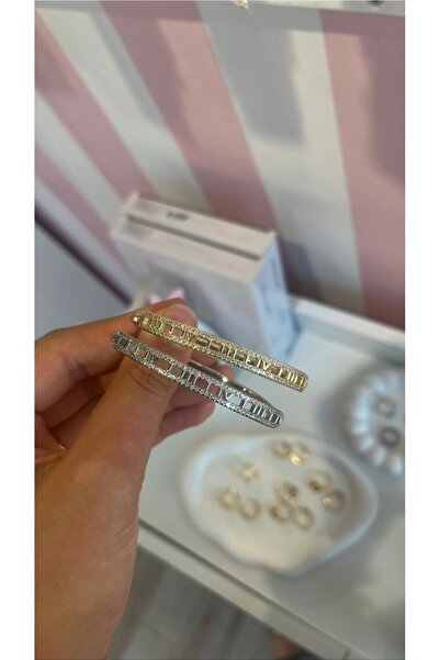 takicimjewelry 316L Paslanmaz Çelik Roma Rakamlı Zirkon Taşlı Kadın Kelepçe B...