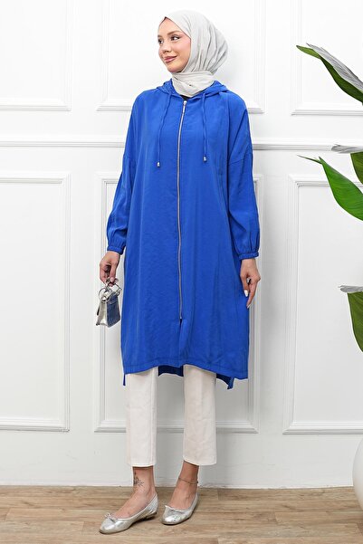 İmajButik Saks Blue Elastic Sleeve Zipper Cap