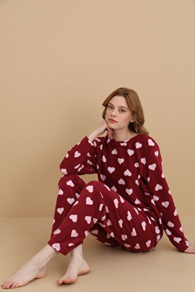 STELLAPİNK Polar Heart Patterned Long Sleeve Pajama Set