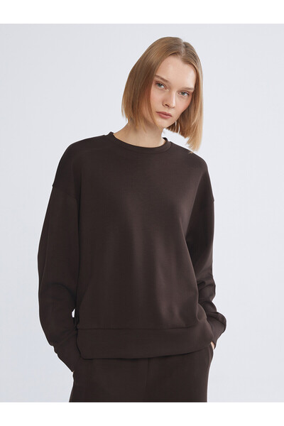 LC Waikiki Xside Brown Crew Neck Oversize Women's Sweatshirt