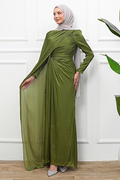 İmajButik Modest Evening Dresses - Green - Normal Size