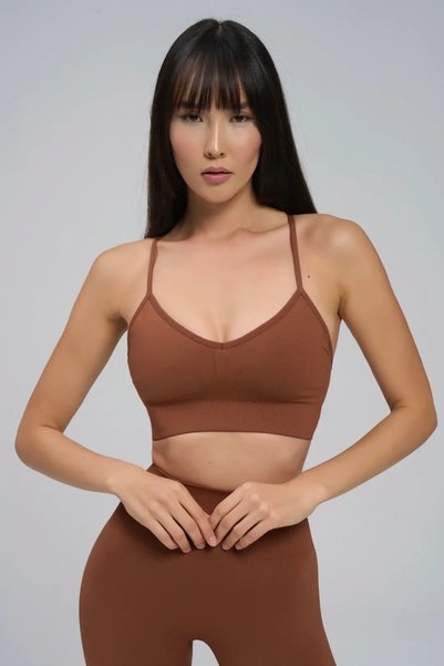Marquise Women's Push-Up Sports Bra with Adjustable Straps 53612 Brown