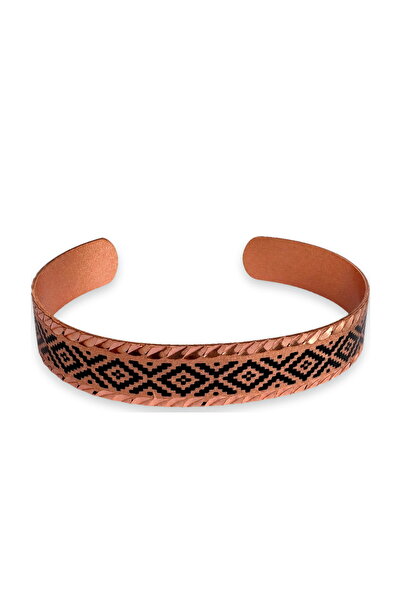 Erol Bakır Copper black fine baklava thin copper bracelet, adjustable