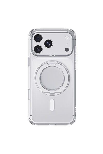 iPhone 18 Pro Kılıf M-safe Özellikli Air Stand Serisi Aynalı Arka Yüzey Standlı Kapak Şeffaf