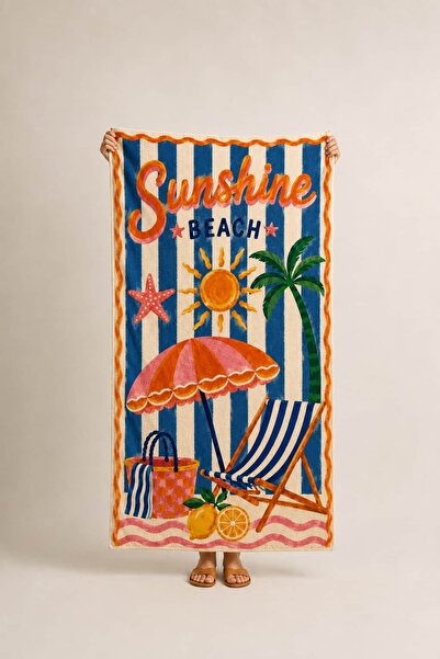 Salbace 70x150cm Yaz Desenli Plaj Havlusu - Banyo Havlusu - Deniz Havlusu