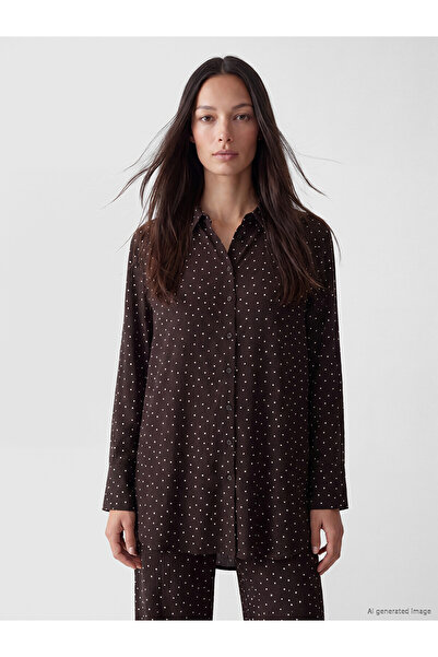 LC Waikiki Lcw Everyday Brown Polka Dot Women's Shirt Tunic