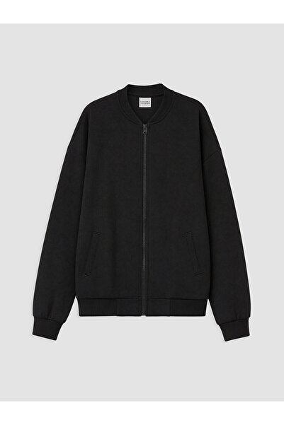 LC Waikiki Lcw Kids Black College Collar Girls' Zippered Sweatshirt with Neva...