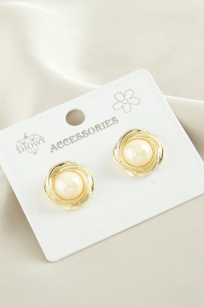 Mercansa Twisted Metal Pearl Earrings