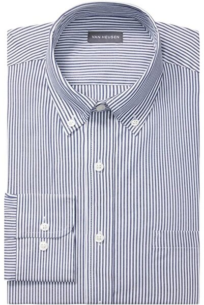 VAN HEUSEN قميص رسمي بمقاس عادي محدد وياقة يمكن قلبها للأسفل بتصميم مخطط للرج...
