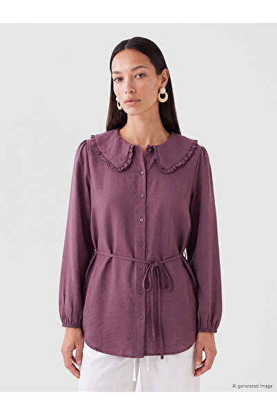 LC Waikiki Lcw Everyday Plum Baby Collar Modal Blend Women's Shirt Tunic