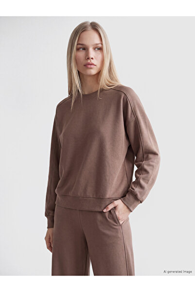 LC Waikiki Lcw Vision Brown Soft Touch Oversize Women's Sweatshirt