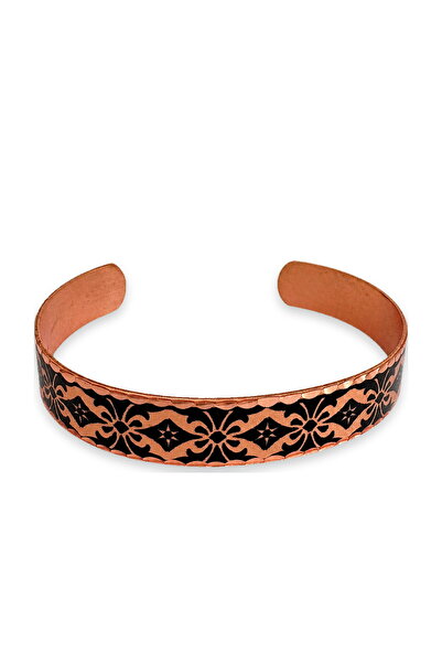 Erol Bakır Black copper damask thin copper bracelet, adjustable