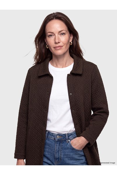 LC Waikiki TexX Store Quality LCW Grace Brown Cămașă cu guler matlasat pentru femei
