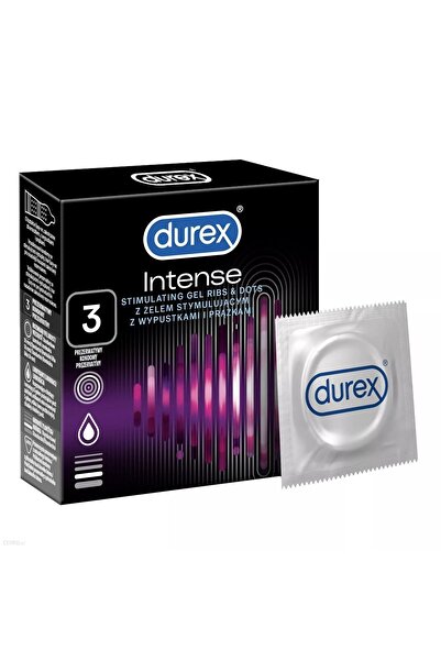 Durex Prezervative din latex cu nervuri și puncte și gel stimulant intens, 3 ...