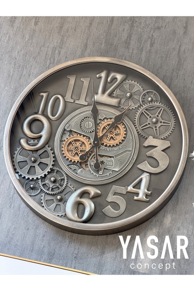YASAR CONCEPT Horloge Metal Çarklı Duvar Saatleri 66 Cm