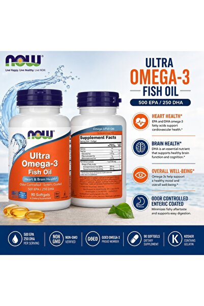 Now Foods Ultra Omega 3 Fish Oil Fish Oil 90 Softgels