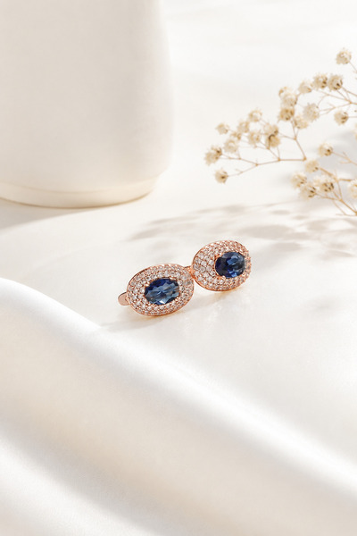 Archhazel Jewelery Steel Earrings - Dark blue - Zircon