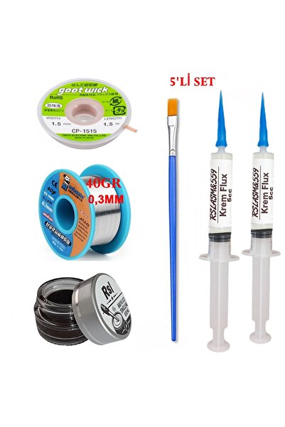 MECHANİC Lehim Teli 0,3mm 40Gr Havya Uc Clean RSLASM Flux Ve 1,5mm Lehim Emme Teli Seti41