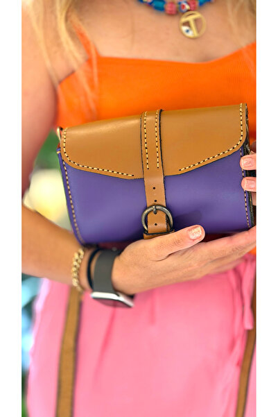 Tuvita Collection Bodrum Messenger Bag - Purple - Genuine leather