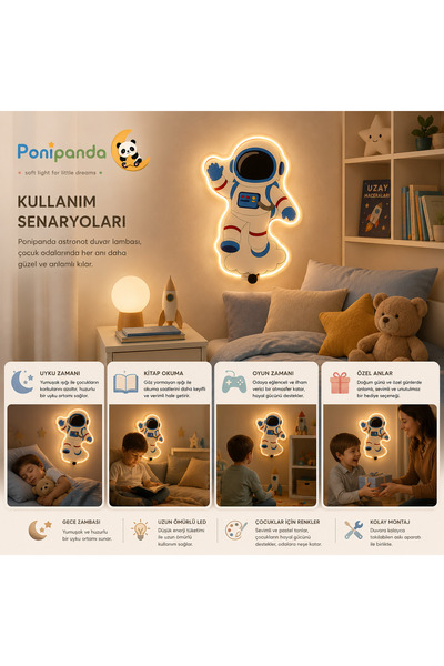 ışıklı astronot çocuk oda aksesuarı