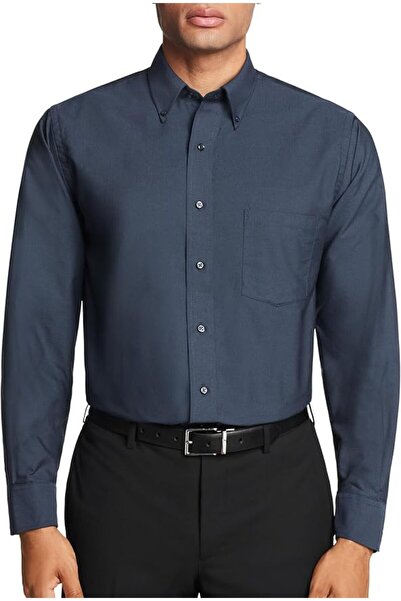 VAN HEUSEN Fan Huizhen Men's Regular Fit Oxford Textile Solid Color Formal Dr...