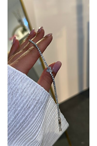 GLARE JEWELRY CO Heart Detailed Zircon Stone Stainless Steel Waterway Bracele...