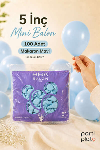 HBK Balon بالونات ماكارون زرقاء صغيرة 100 قطعة مقاس 5 بوصة لحفلات أعياد الميل...