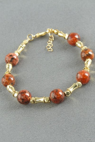 ZERO LAND Concepta Ceyt Stone Metal Bracelet (04831) Cherry Rot