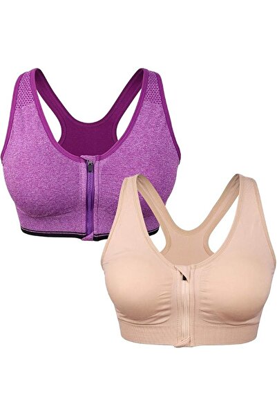 GENERAL Sports Bras for Women Front Zipper Post Surgery Bra Wire Free Metal F...