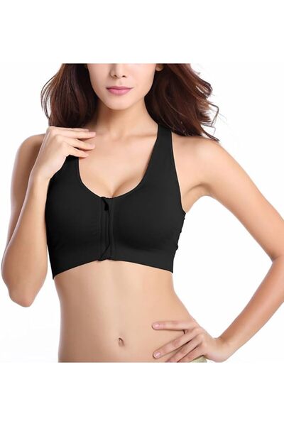 GENERAL Sports Bras for Women Front Zipper Post Surgery Bra Wire Free Metal F...