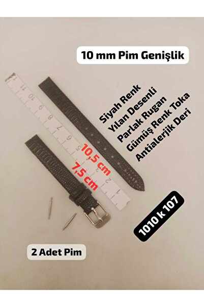 Brality 10 mm Compatible - Wristwatch Strap Black Color Snake Patterned Model...