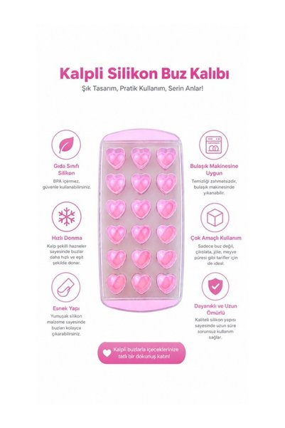 TemizlikMağazam Silicone 18-Piece Heart Shaped Ice Chocolate Mold |   18 Heart Shaped Silicone Ice Molds